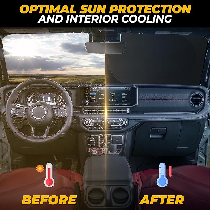Jeep Windshield Sunshade | Protects Sun Visor from UV and Heat Protection | Fits - Image 6