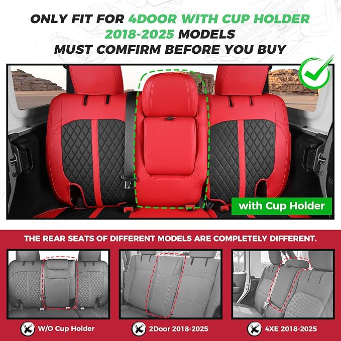 for Jeep Wrangler Seat Covers 4Door JL 2018 2019 2020 2021 2022 2023 2024 2025 - Image 2