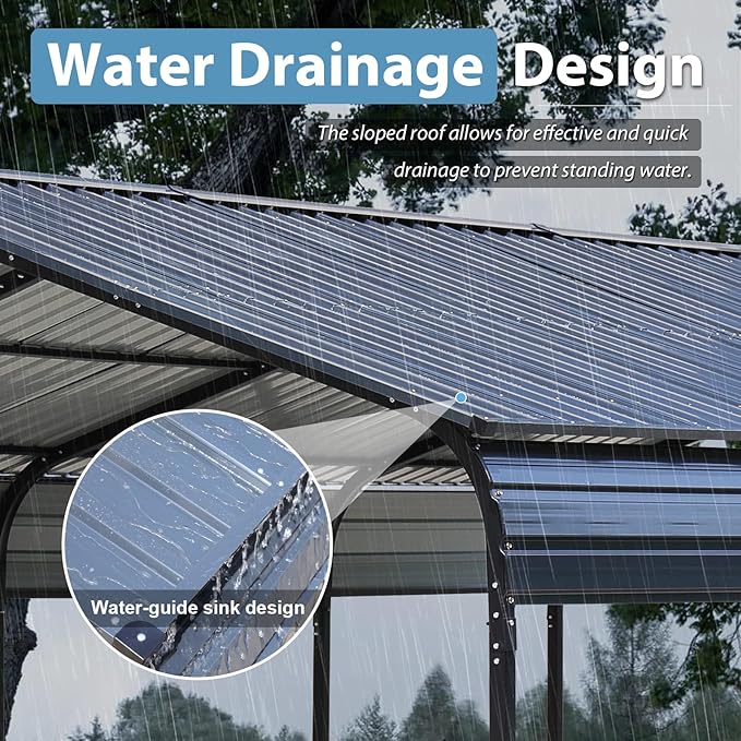 Verano Garden 12 x 20 FT Metal Carport, Heavy Duty Carport Canopy - Image 3