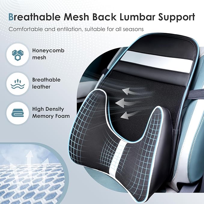 FLORICH Double Layer Breathable Mesh Lumbar Support Ergonomic Leather Lumbar - Image 3