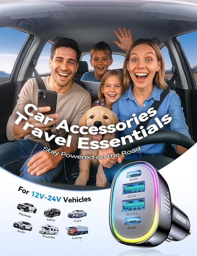 JOYROOM Car Charger USB C, 90W 4 Port Car Charger Adapter - Image 4