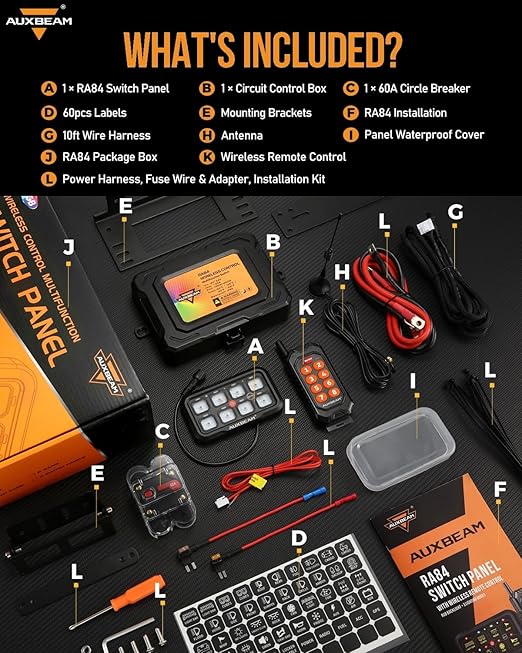 Auxbeam 8 Gang Switch Panel RC-800 RGB Wireless Remote Control Range Up to - Image 9
