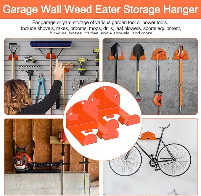 2 Pack Garage Organizer Trimmer Rack, Heavy-Duty Wall Mount Hanger - Image 5