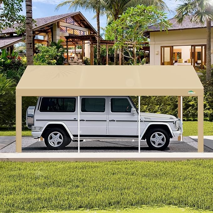 COBIZI Carport 12x20ft Heavy Duty Portable Garage, 2.0 Powder Coated Frame - Image 7