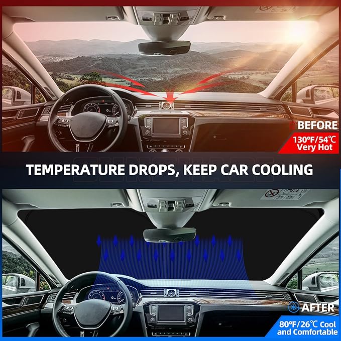 Windshield Sun Shade for Kia EV6 2022-2025 2026 Foldable Sunshade Custom Fit - Image 2