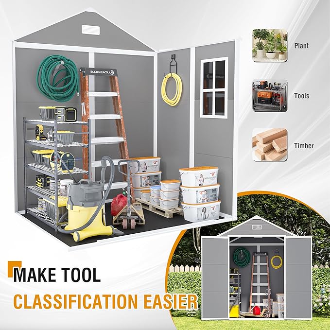 6x5 FT Outdoor Storage Resin Shed - Image 6