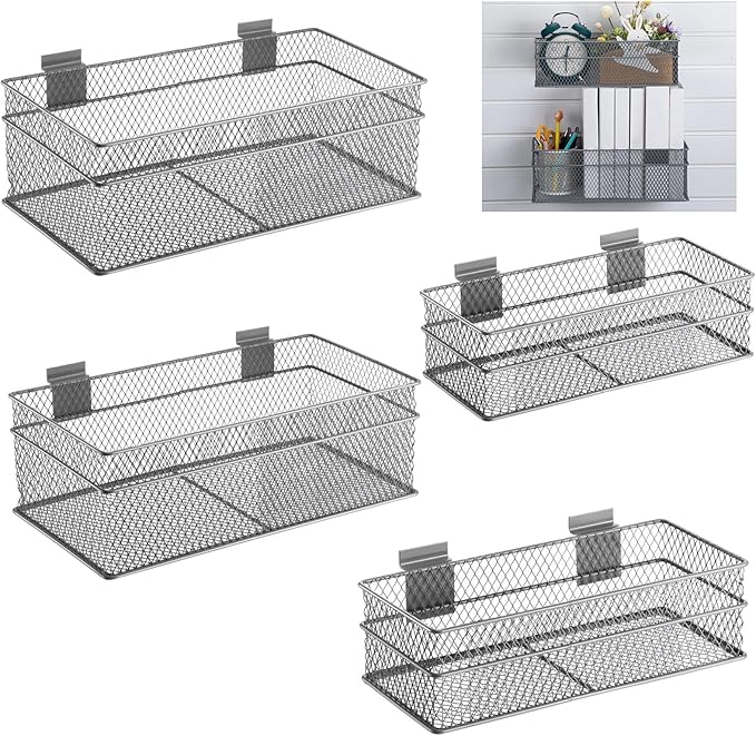 Barydat 4 Pcs Slatwall Basket Set Ventilated Metal Slatwall Basket Hanging Wire by home