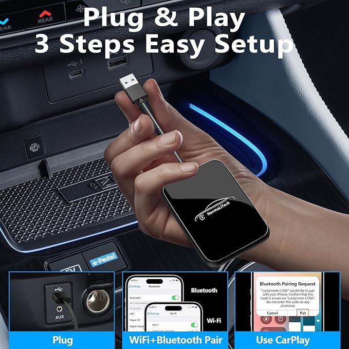 Wireless CarPlay Adapter for Apple iPhone | Mini USB Design for Convert Wired - Image 2