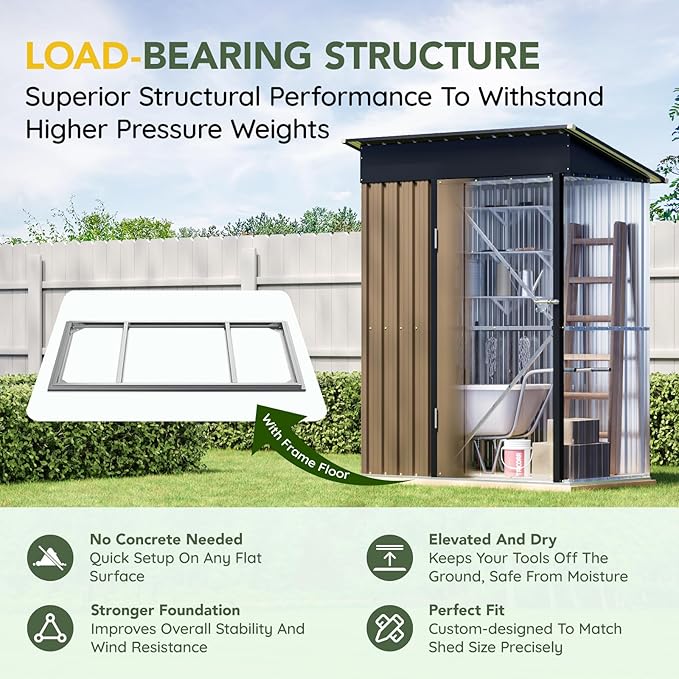 Breezz 5x3FT Vertical Outdoor Steel Storage Shed - Image 3