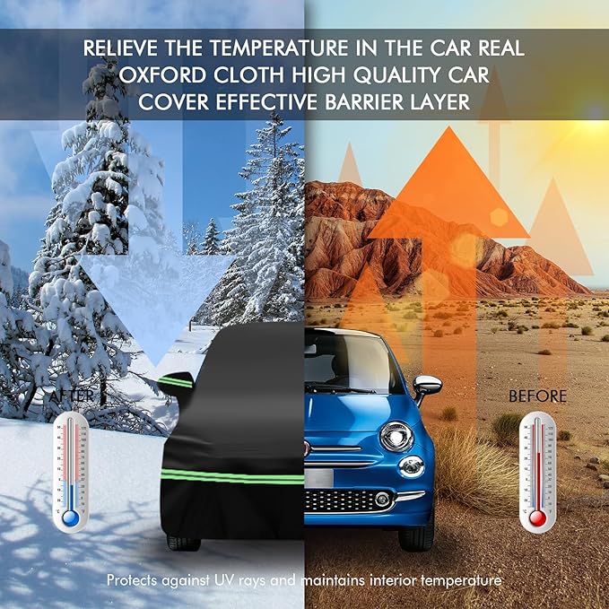 Replace for 2007-2023 Fiat 500/500C Car Cover 210D Outdoor Waterproof UV Snow - Image 5
