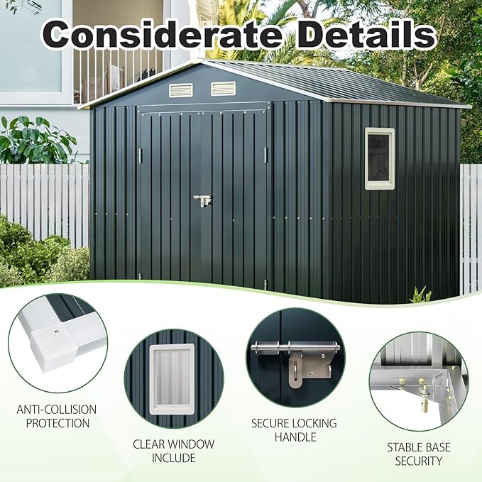 8x6FT Outdoor Steel Storage Shed - Image 3