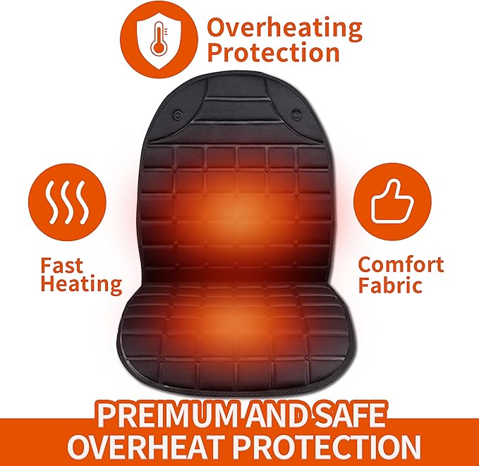 Heated Seat Covers, 2 Fast Heating Models Heated Seat Cushion Black - Image 4