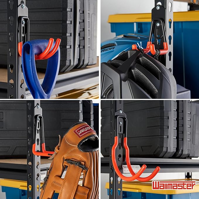 Wallmaster Garage Hooks Organizer Kit, 12 Pack Adjustable Heavy Duty Shelving - Image 4