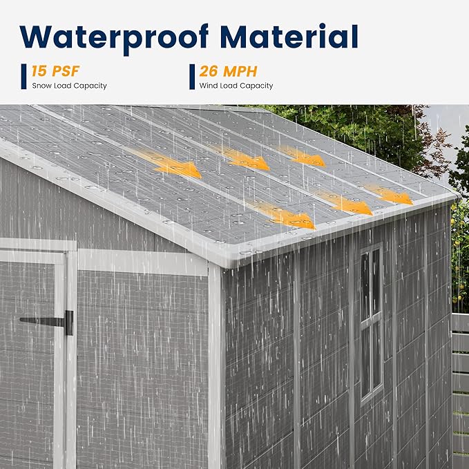 UDPATIO Storage Shed 8 x 10 FT, Resin Outdoor Garden Sheds - Image 4