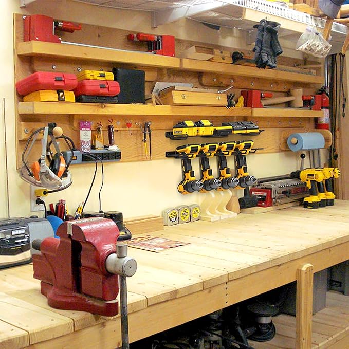 UNITEDPOWER Wall Mounted Drill Rack & Tool Shelf, Power Tool Organizer Holder - Image 7