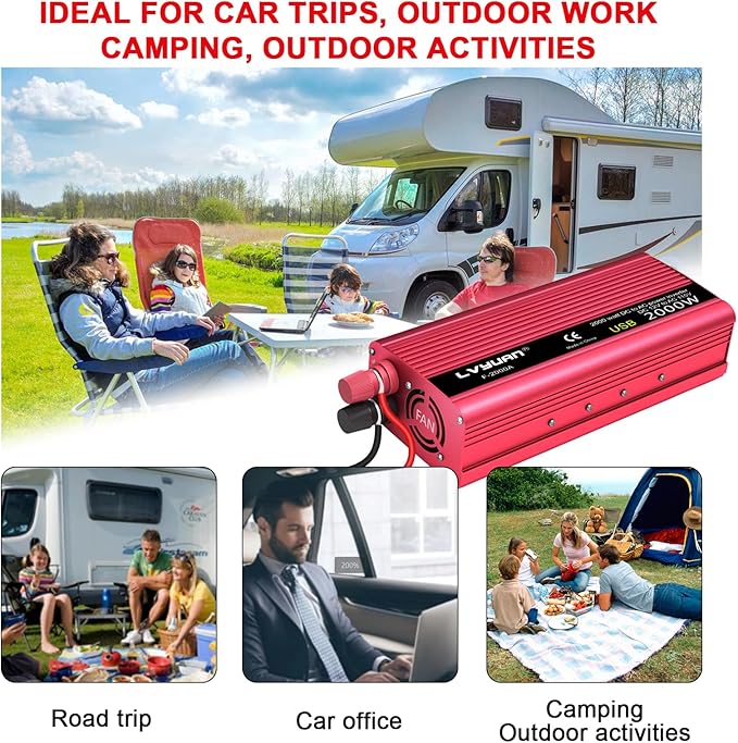 1000W Power Inverter 12V DC to 110V AC Car Plug Adapter Outlet Converter - Image 7