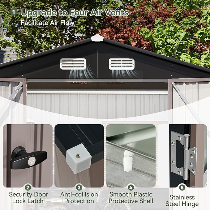 Aoxun 7x5 FT Outdoor Storage Shed - Image 4