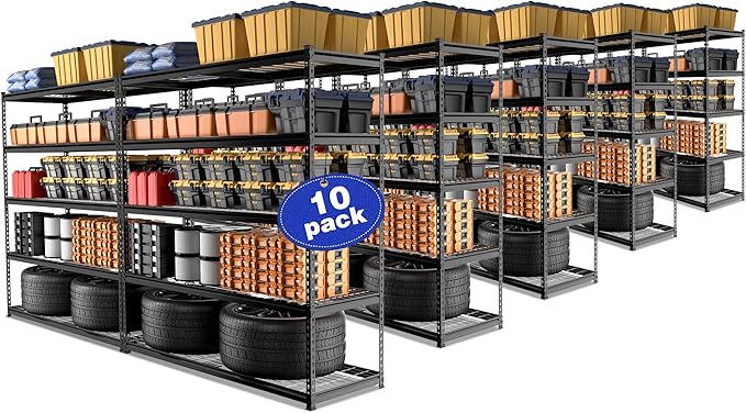 WORKPRO 5-Tier Metal Shelving Unit, 48”W x 24”D x 72”H, Heavy Duty Adjustable by WORKPRO