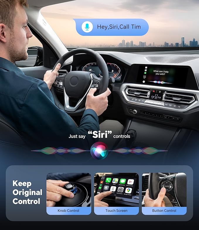 ENOMIR Wireless CarPlay Adapter 2025 Upgrade, Plug & Play CarPlay Adapter Wired - Image 4