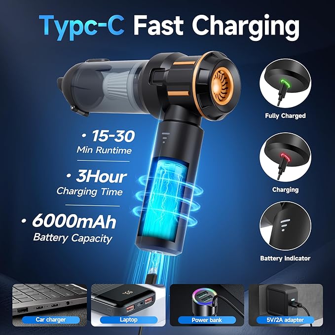 Portable Cordless Mini Car Vacuum Cleaner 16KPa - Image 2