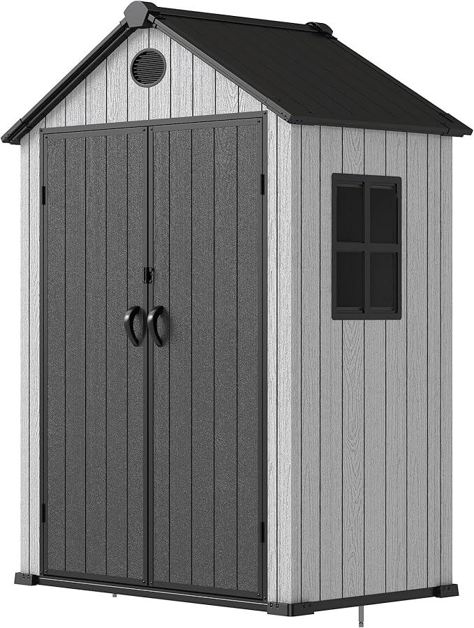 5.3x3.4 FT Resin Outdoor Storage Shed, 135 Cuft Garden Tool Sheds & Outdoor - Image 8
