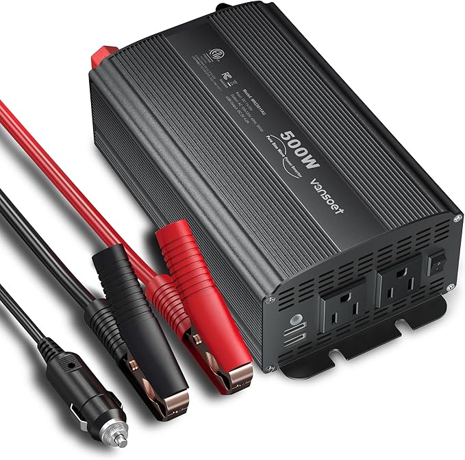 500W Pure Sine Wave Power Inverter, DC 12V to 110V AC Car Plug Inverter Adapter by vansoet