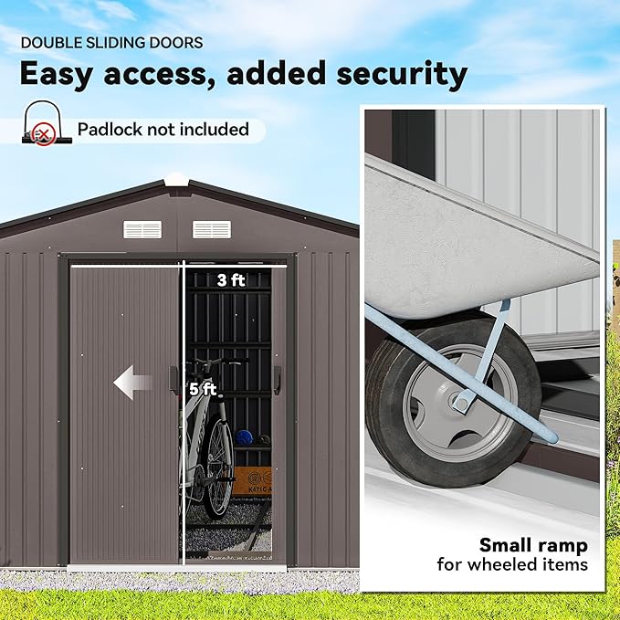 Outsunny 11' x 9' Outdoor Storage Shed, Garden Tool Metal Shed - Image 4