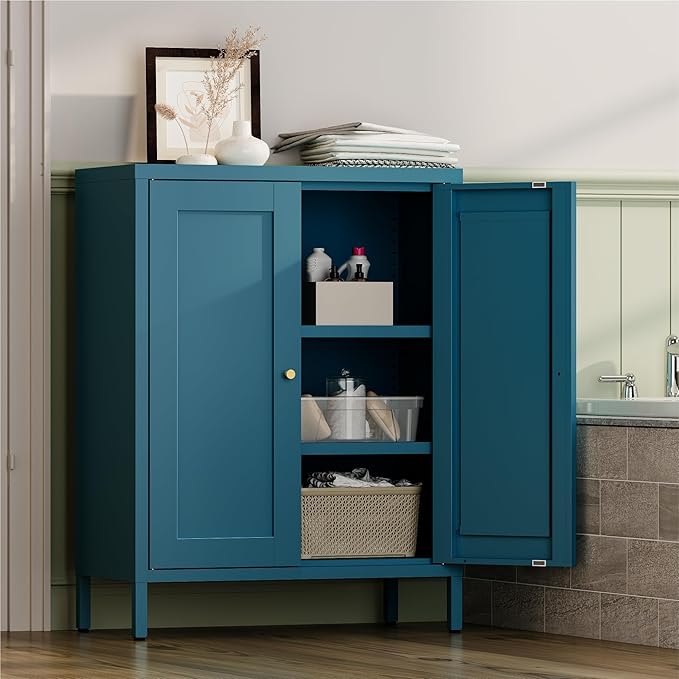 Metal Bathroom Storage Cabinet, Bathroom Floor Storage Cabinet - Image 3