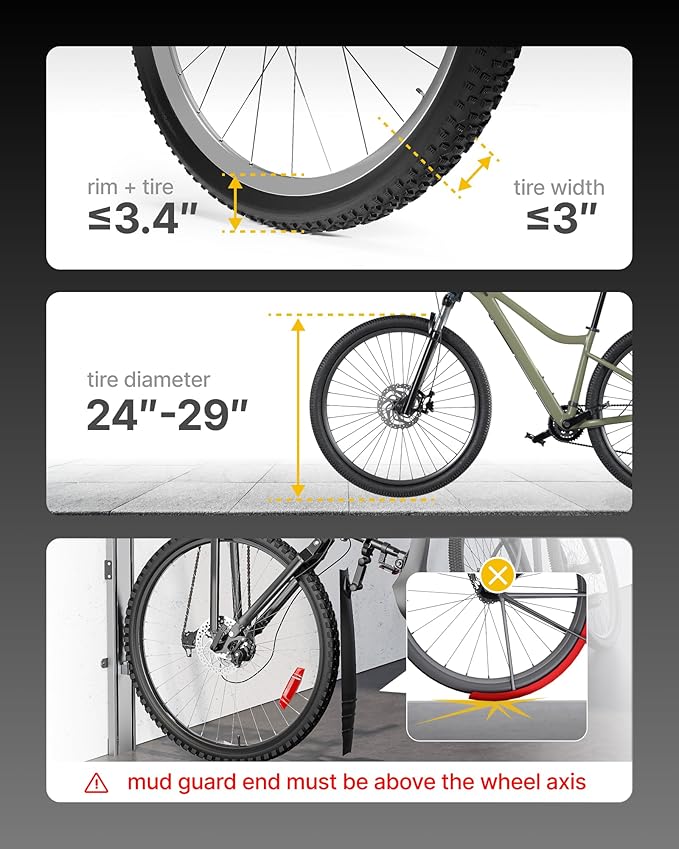 monTEK Automatic Lift EBike Rack – Fits 24-29" Tires, Heavy-Duty Vertical Wall - Image 3
