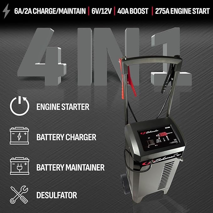 Schumacher Electric Wheeled 6A Car Battery Charger and 275A Engine Starter - Image 2