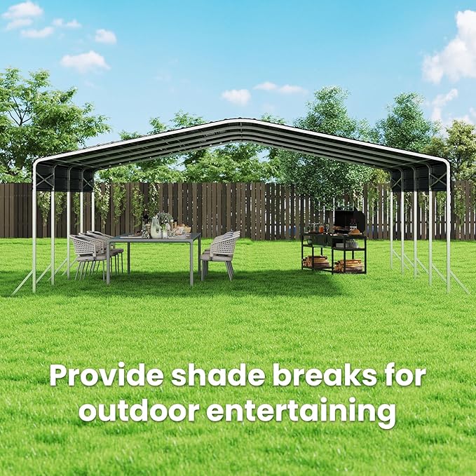 20x20' Heavy Duty Metal Carport – Sturdy Structure, All-Weather Protection - Image 7