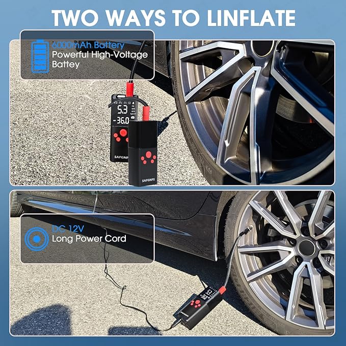 Tire Inflator Portable Air Compressor, 150PSI Cordless Portable Tire Inflator - Image 7