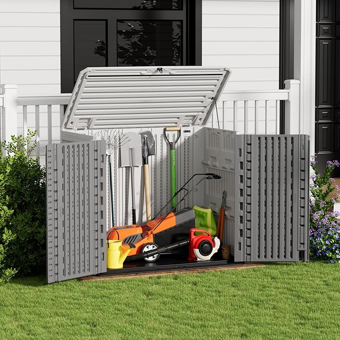 ZZM Outdoor Storage Shed Diamond Texture 4x3FT Horizontal Shed | 34 Cu.Ft - Image 2