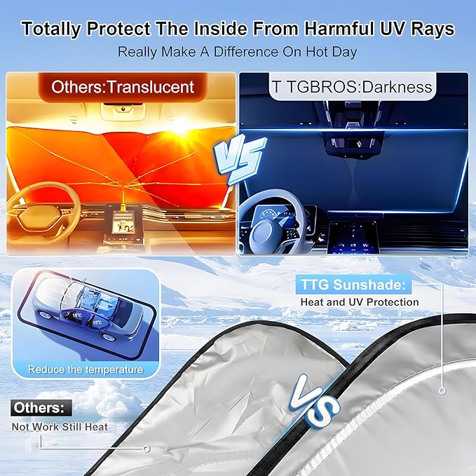 T TGBROS Windshield Sun Shade for Ford Explorer 2020-2025 Accessories Foldable - Image 4