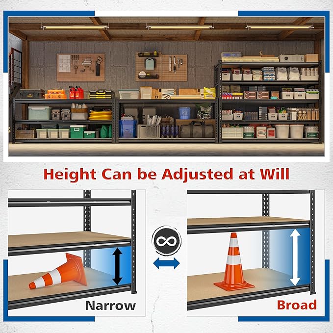 59.8" W Garage Shelving 72" H Storage Shelves 2750LBS Metal Shelving Heavy Duty - Image 5