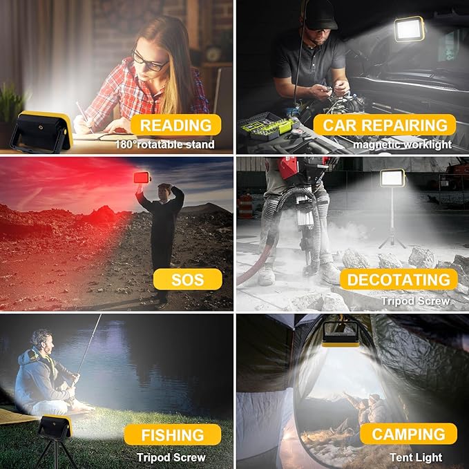 Rechargeable Work Light with Tripod Hole, 40W Waterproof Portable Flood Light - Image 2