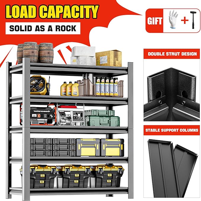 Garage Storage Rack – Heavy Duty 5 Shelf Metal Shelving, Durable Storage - Image 7
