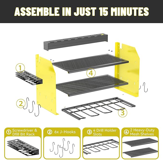 3-Tier Modular Drill Holder & Power Tool Organizer Wall Mount - Image 4