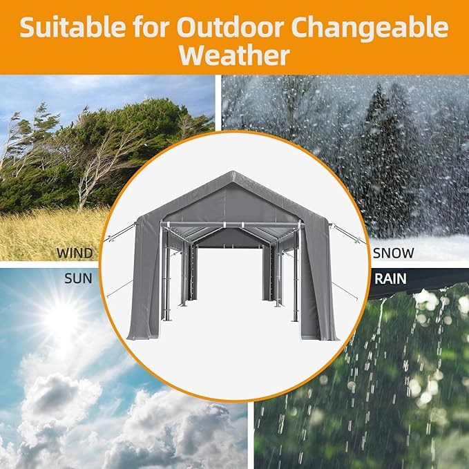 13x20ft Heavy Duty Carport Outdoor Canopy Portable Garage - Image 5