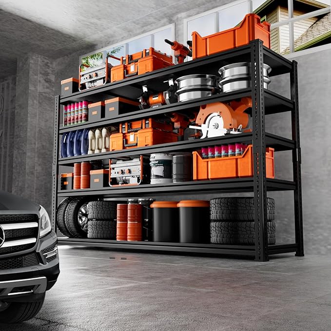 Storage Shelves Heavy Duty 4 PCS, 5-Tier Adjustable Metal Industrial Utility - Image 2