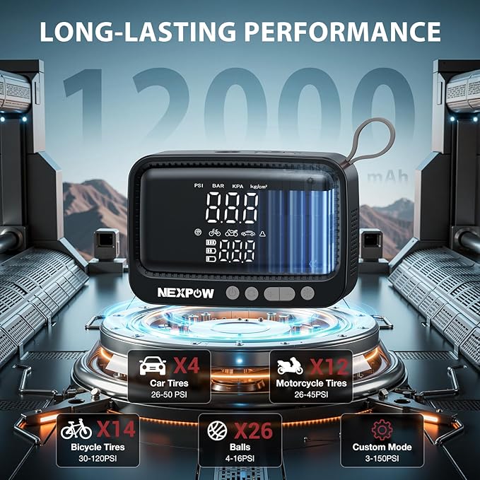NEXPOW Tire Inflator Portable Air Compressor, 150 PSI Cordless Air Pump - Image 3