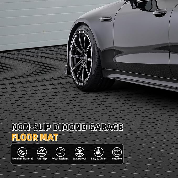 8.2x21 FT Garage Floor Mat, 2.8mm Thickened Diamond Plate PVC Garage Flooring - Image 2