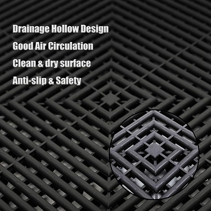 24 Pack 16"x 16"Interlocking Garage Floor Tiles, Modular Drainage Floor Mat - Image 3
