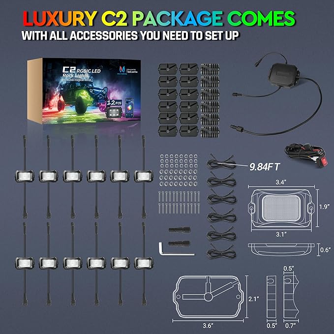 MICTUNING C2 Max RGB+IC Chasing Color LED Rock Lights - Image 6