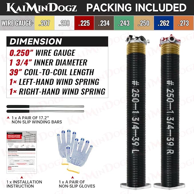 Pair of 1.75" Garage Door Torsion Springs Set - Image 2
