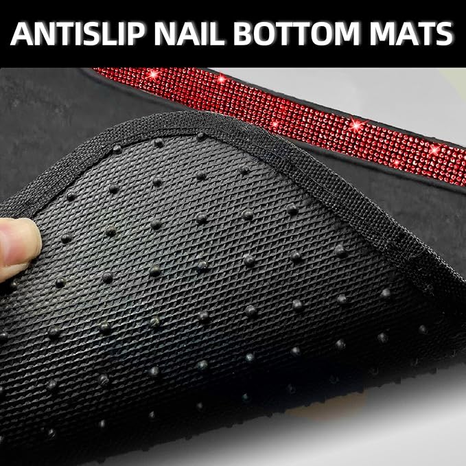 NBTEPEM Red Bling Car Floor Mats Full Set, Universal Fit Most Cars - Image 5