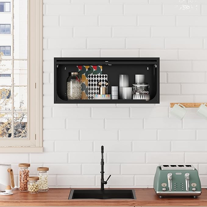 Metal Storage Cabinet Black&Gray Wall Cabinets - Image 8