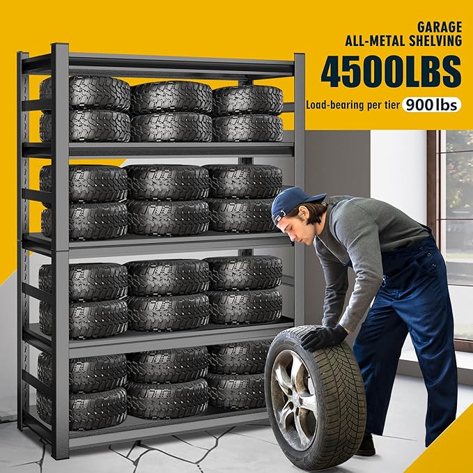 78" H, Metal Garage Shelving Heavy Duty 5-Tier Adjustable Storage Shelves Easy - Image 4