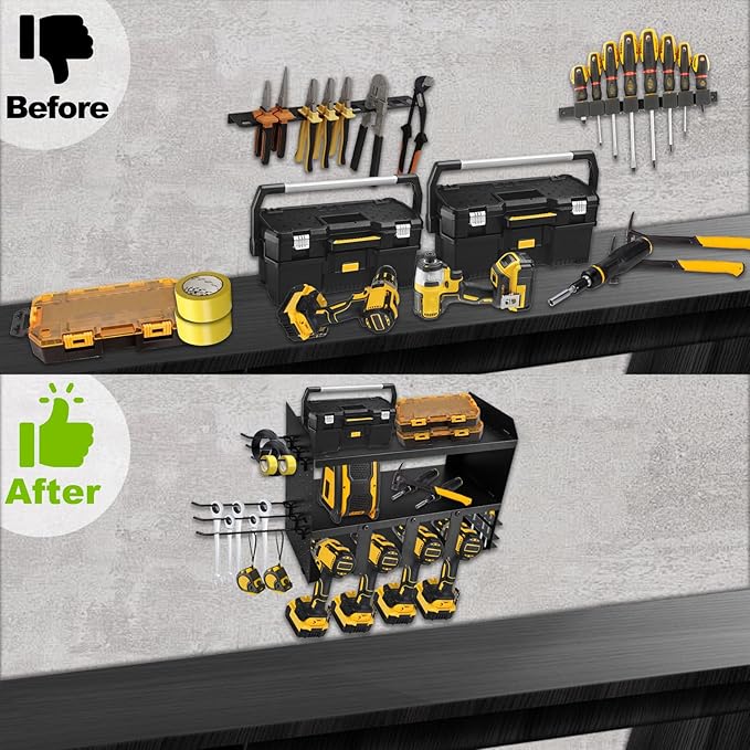 Heavy-Duty Power Tool Organizer Wall Mount, 3-Tier Drill Storage Rack - Image 6