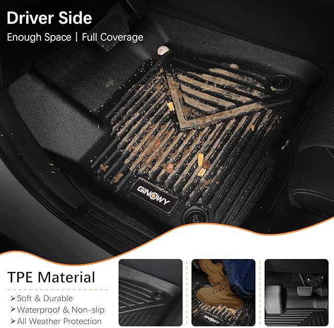 GINOWY-Floor Mats for Chevy Colorado 2023 2024 2025 Crew Cab &GMC Canyon - Image 2